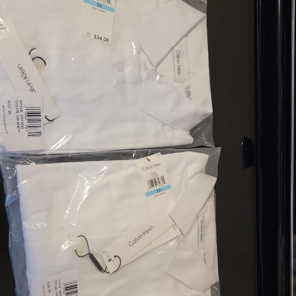 SET OF 2! Calvin Klein White Dress Shirt Elegant Design